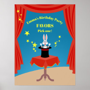 Affiche Spectacle de Fille Magicienne Fête d'Anniversaire
