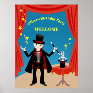 Affiche Spectacle de magicien garçon pour anniversaire