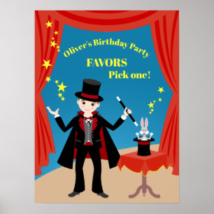 Affiche Spectacle de magicien garçon pour fête d'anniversa