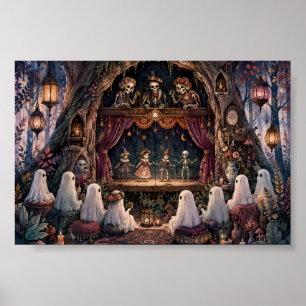 Affiche Spectacle de marionnettes squelettes gothiques Coz