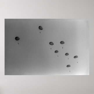 Affiche Spectacle des parachutistes noir et blanc 1968