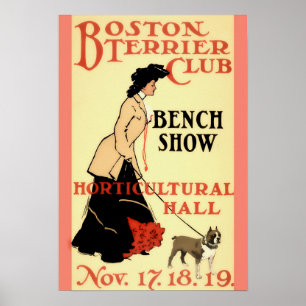 Affiche Spectacle vintage de chiens du Terrier Club de Bos