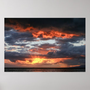 Affiche Spectaculaire coucher de soleil de Maui avec affic