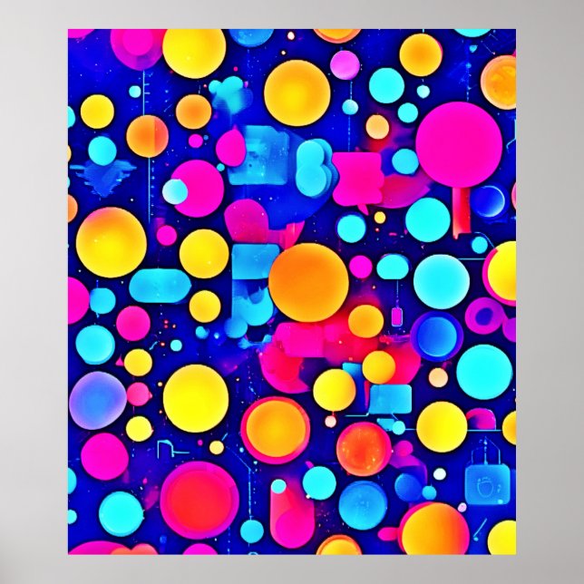 Affiche Spectre de cercles Abstraits colorés (Devant)