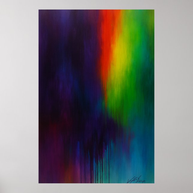 Affiche Spectrum Cascade - Peinture Abstraite au Dégouttem (Devant)