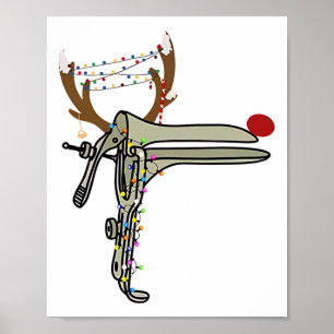 Affiche Spéculum de rennes de Noël Infirmière Gynéco Obsté