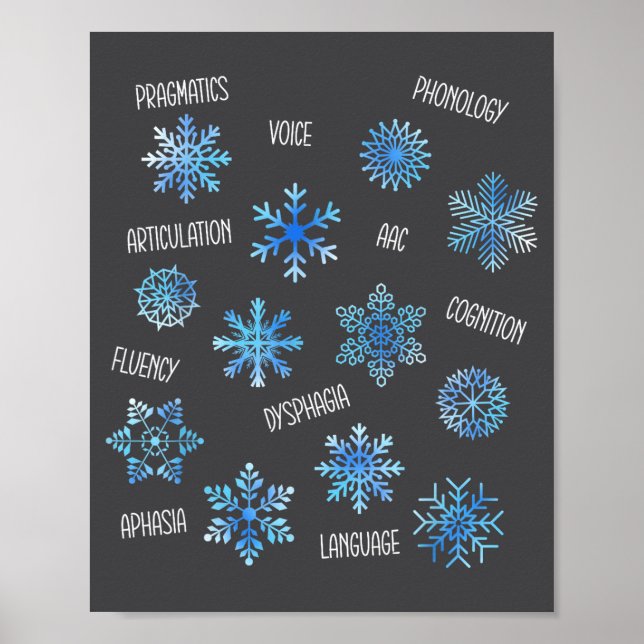Affiche Speech Therapy Snowflake Winter Vocabulary Theme F (Devant)