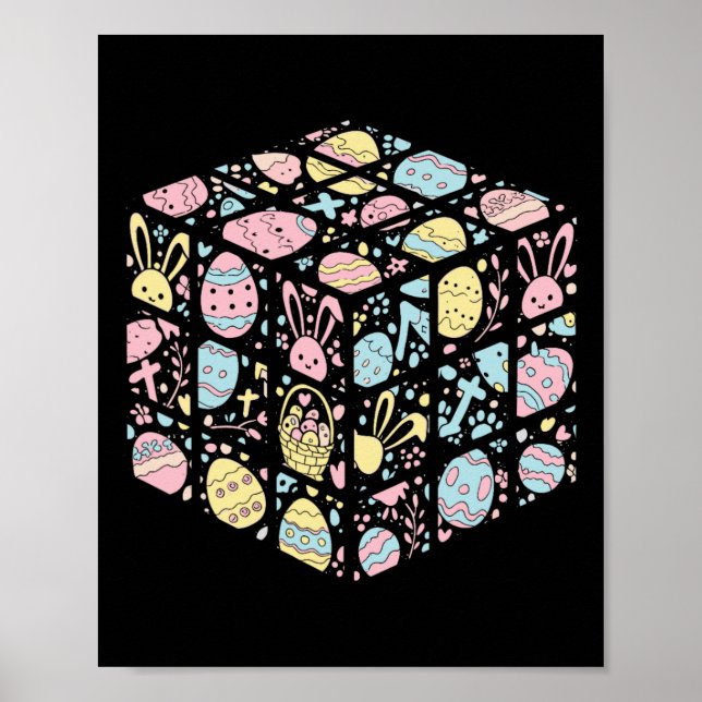 Affiche Speed Cube Bunny Oeuf de Pâques Jour de Pâques Gar (Devant)