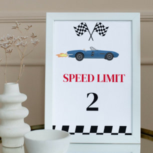 Affiche Speed Limit Race Car Anniversaire Signal
