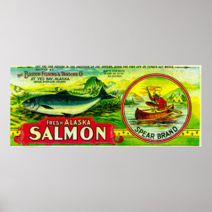Affiche Speer Saumon Can LabelYes Bay, AK