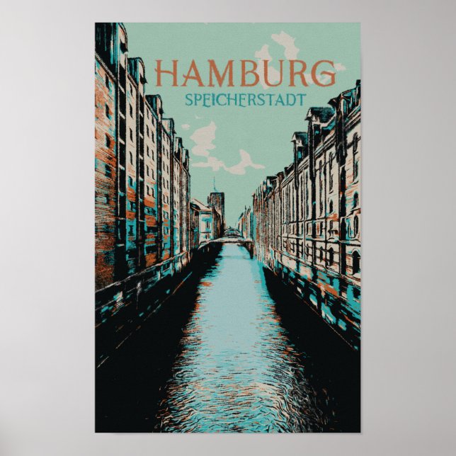 Affiche Speicherstadt Hamburg - Iconic Warehouse District (Devant)