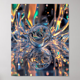 Affiche Sphère de verre Abstrait avec reflets - Esfera de