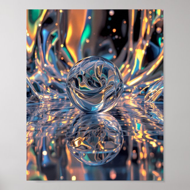 Affiche Sphère de verre Abstrait avec reflets - Esfera de (Devant)