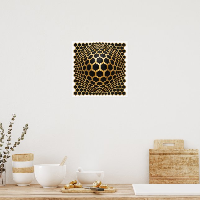 Affiche Sphère Hexagone Doré (Cuisine)