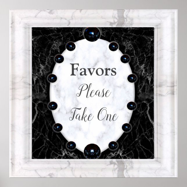 Affiche Sphères de marbre blanc et noir oppulentes (Devant)