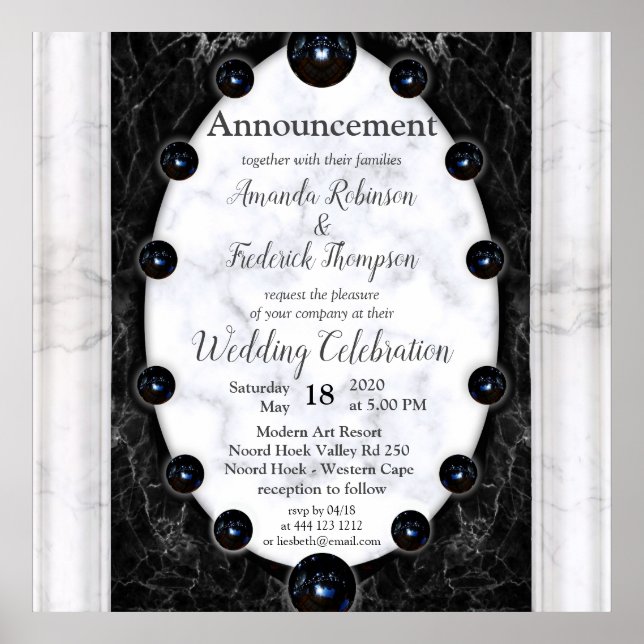 Affiche Sphères opulentes en marbre blanc et noir (Devant)