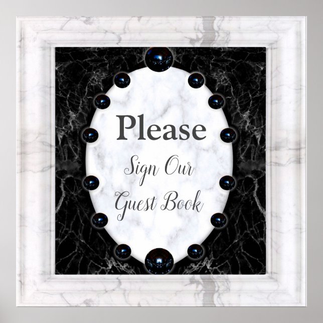 Affiche Sphères opulentes en marbre blanc et noir (Devant)