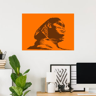 Affiche Sphinx Égyptien Ancien Gras Orange Et Brown