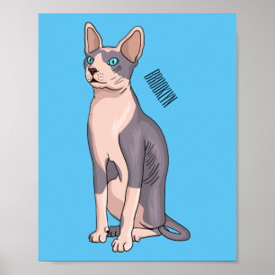 Affiche Sphynx cat cartoon illustration 