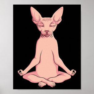 Affiche Sphynx Chat Yoga Médaille Éleveur Hairless Animaux