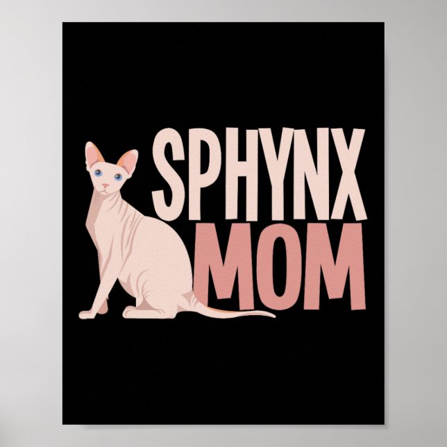 Affiche Sphynx Maman Chat Sphinx Chat sans cheveux Proprié (Devant)