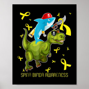 Affiche Spina bifida sensibilisation requin et dinosaure