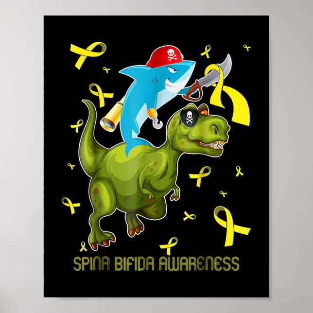 Affiche Spina bifida sensibilisation requin et dinosaure (Devant)