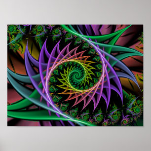 Affiche Spiral Vortex Floral Abstrait Art Fractal Épineux