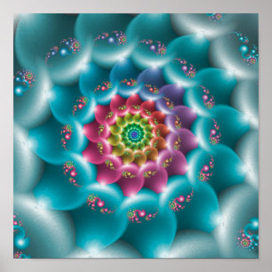 Affiche Spirale Bleue Arc-en-ciel