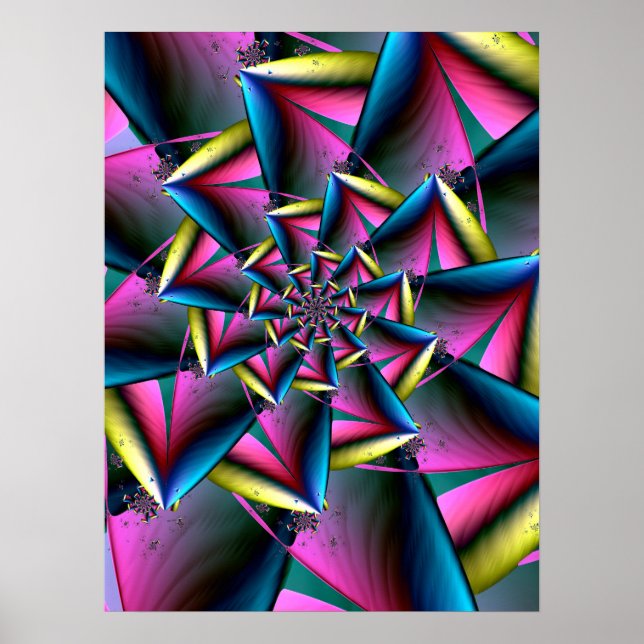 Affiche Spirale bleue, rose et jaune (Devant)
