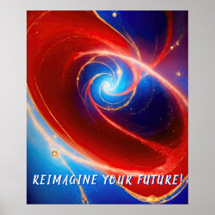 Affiche Spirale cosmique rouge et bleu