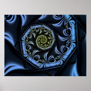 Affiche Spirale de cœur bleu