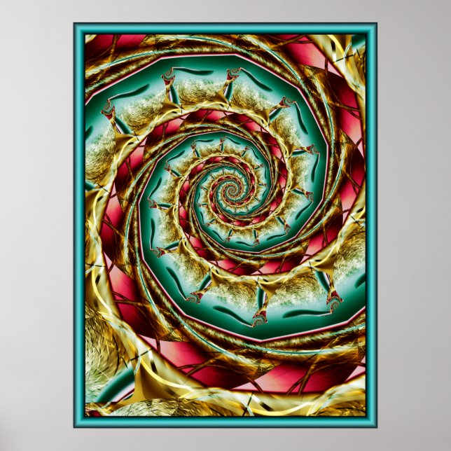 Affiche Spirale de guirlande dorée (Devant)