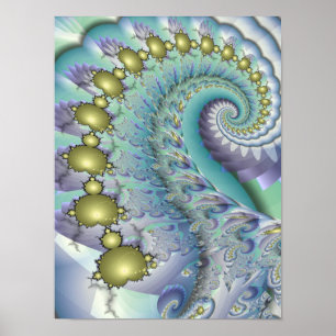 Affiche Spirale de Mandelbrot en or