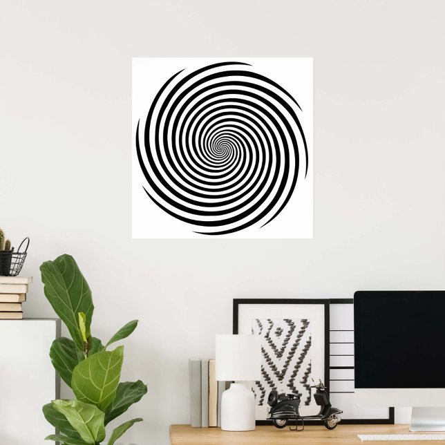 Affiche Spirale d'hypnose (Transform your space with our black and white Hypnosis spiral poster.)