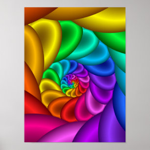 Affiche Spirale fractale arc-en-ciel abstraite Vortex
