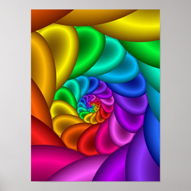 Affiche Spirale fractale arc-en-ciel abstraite Vortex (Devant)