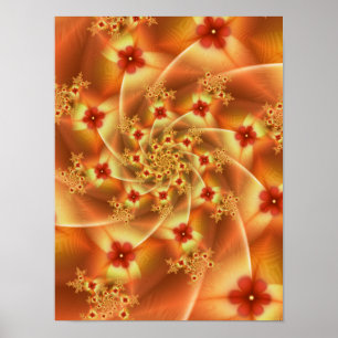 Affiche Spirale fractale florale en spirale à la cannelle