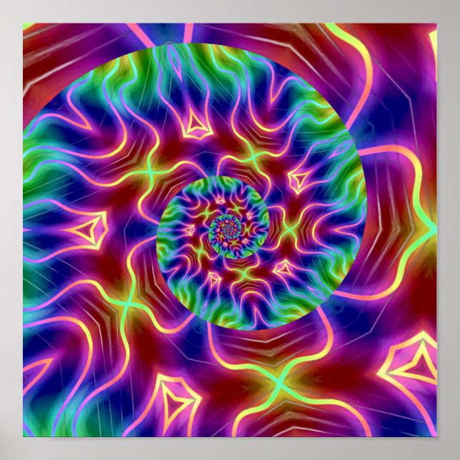 Affiche Spirale fractale néon (Devant)