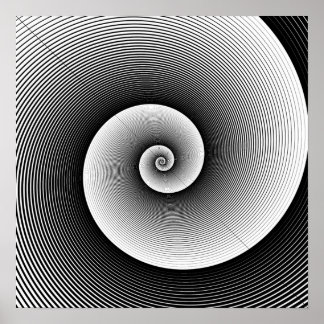 Affiche Spirale géante de l'art moderne noir et blanc