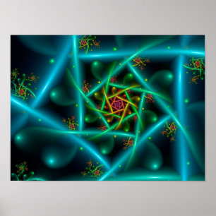 Affiche Spirale géométrique bleu vert