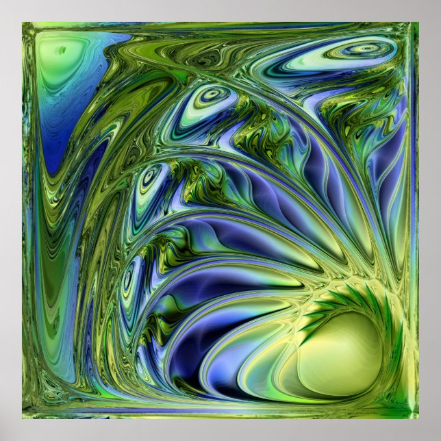 Affiche Spirale marine jaune et verte (Devant)