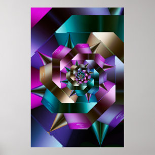 Affiche Spirale métallique fractale