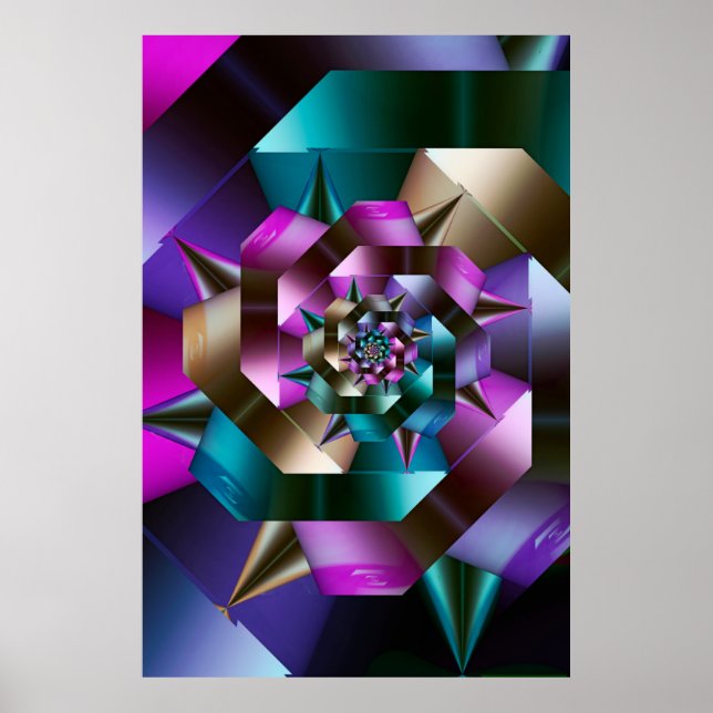 Affiche Spirale métallique fractale (Devant)