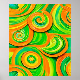 Affiche Spirale verte et orange