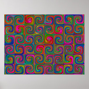 Affiche Spirales d'art abstrait vibrant