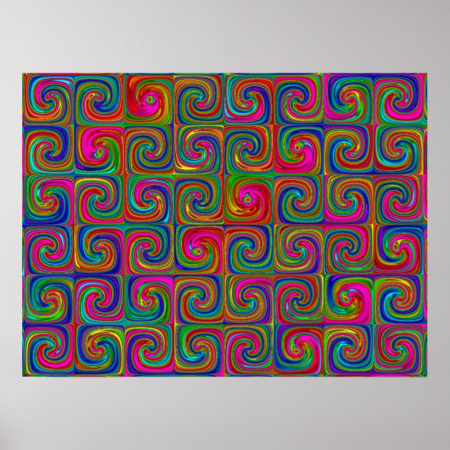 Affiche Spirales d'art abstrait vibrant (Devant)