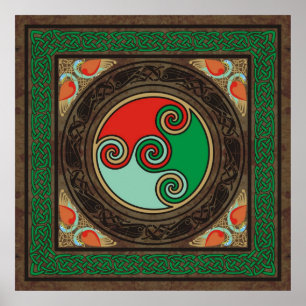 Affiche Spirales de couleur celtique