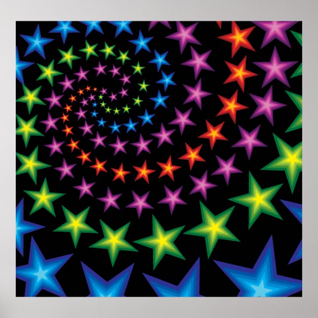 Affiche spirales d'étoiles vives (Devant)
