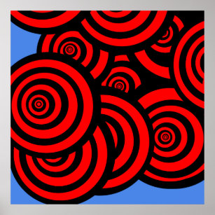 Affiche Spirales noir et bleu hypnotique